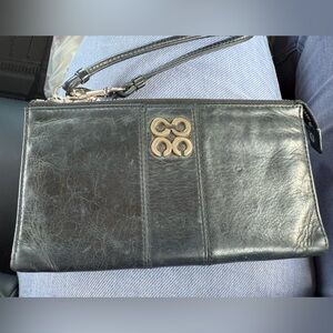 Coach Black Leather Wristlet Clutch